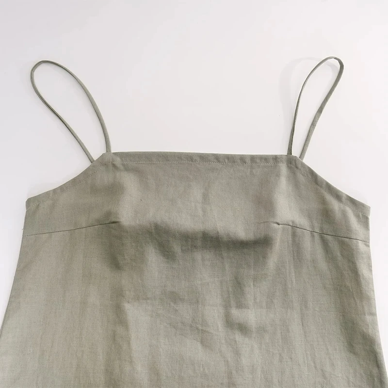 Vintage Cotton Linen Women Dresses 2024 Summer Sexy Spaghetti Strap Sleeveless Back Bandage Harajuku Party Club Mini Dress