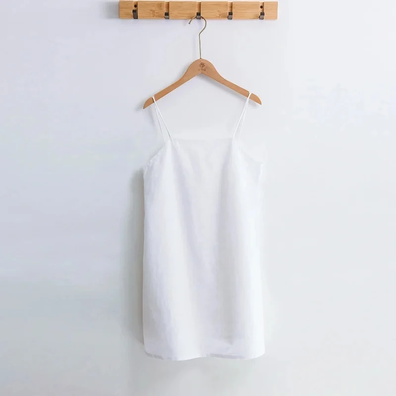 Vintage Cotton Linen Women Dresses 2024 Summer Sexy Spaghetti Strap Sleeveless Back Bandage Harajuku Party Club Mini Dress