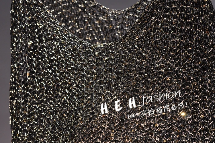 Sparkling Sequins Half Waist Render Knitwear Hollow-out Is Sexy Waist Condole Top Cropped Sexy Streetwear Woman Tops Summer