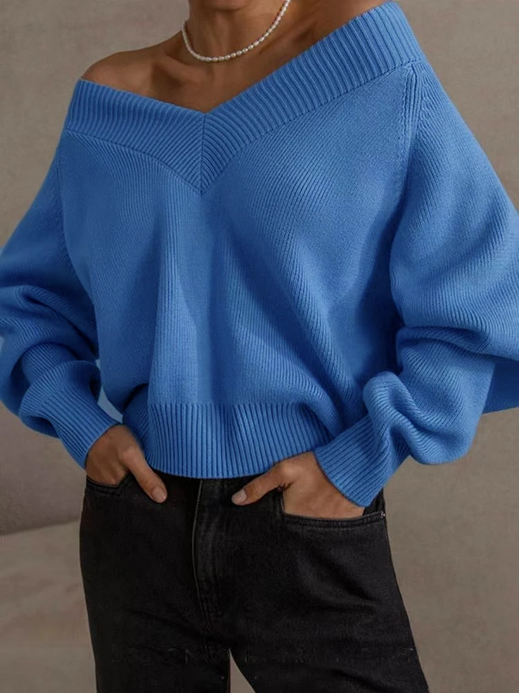 Fashion Sweater Woman Winter 2025 Vintage Oversize Sweaters Female Knitted Top V-neck Jumper Long Sleeve Autumn Women's Pulovers