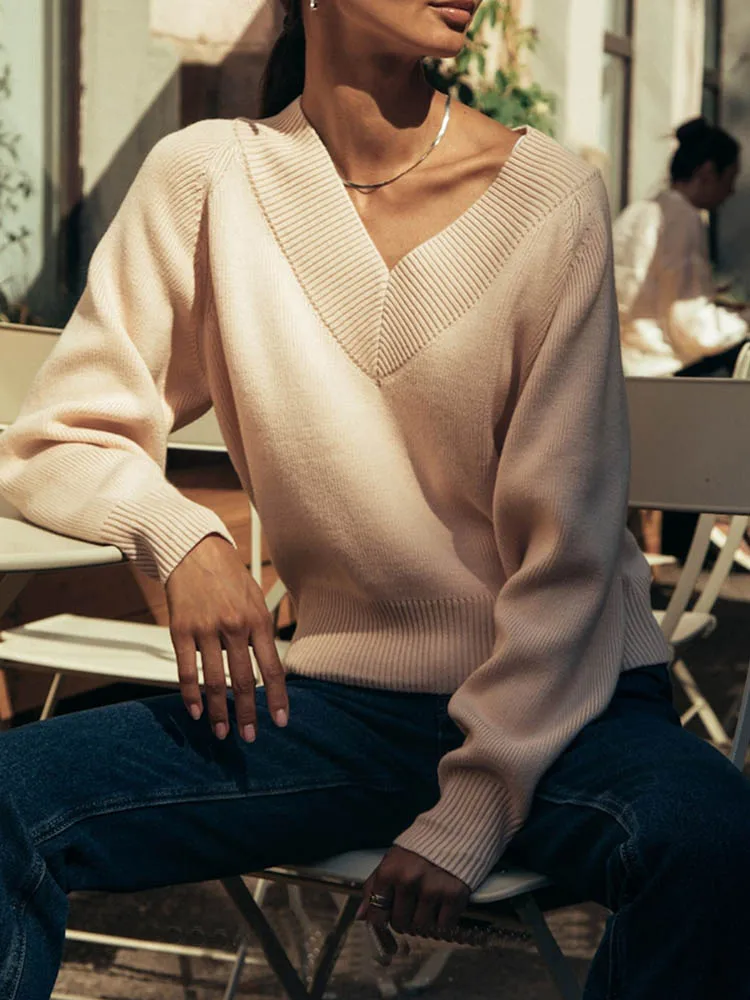 Fashion Sweater Woman Winter 2025 Vintage Oversize Sweaters Female Knitted Top V-neck Jumper Long Sleeve Autumn Women's Pulovers