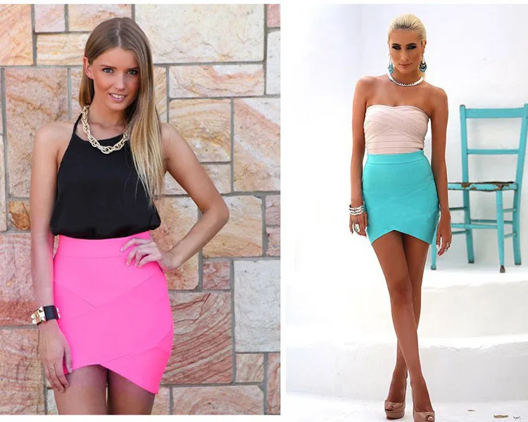 High Quality Ladies Rayon Thick Short Bandage Skirt Cocktail Party Cute Mini Skirt