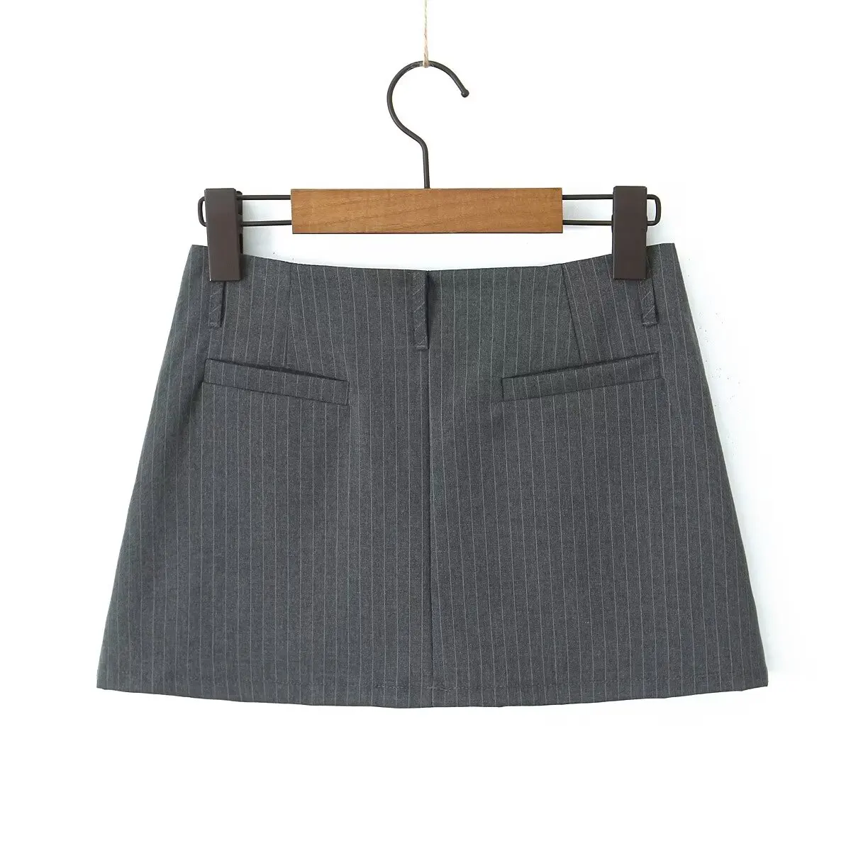 YENKYE Y2K Cool Girl Striped Pencil Mini Skirt Vintage High Waist Sexy Women Black Gray Summer Skirts