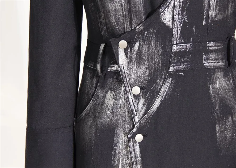 Women Irregular Long Blazer New V-neck Long Sleeve Loose Jacket Fashion Tide Spring Autumn 2023