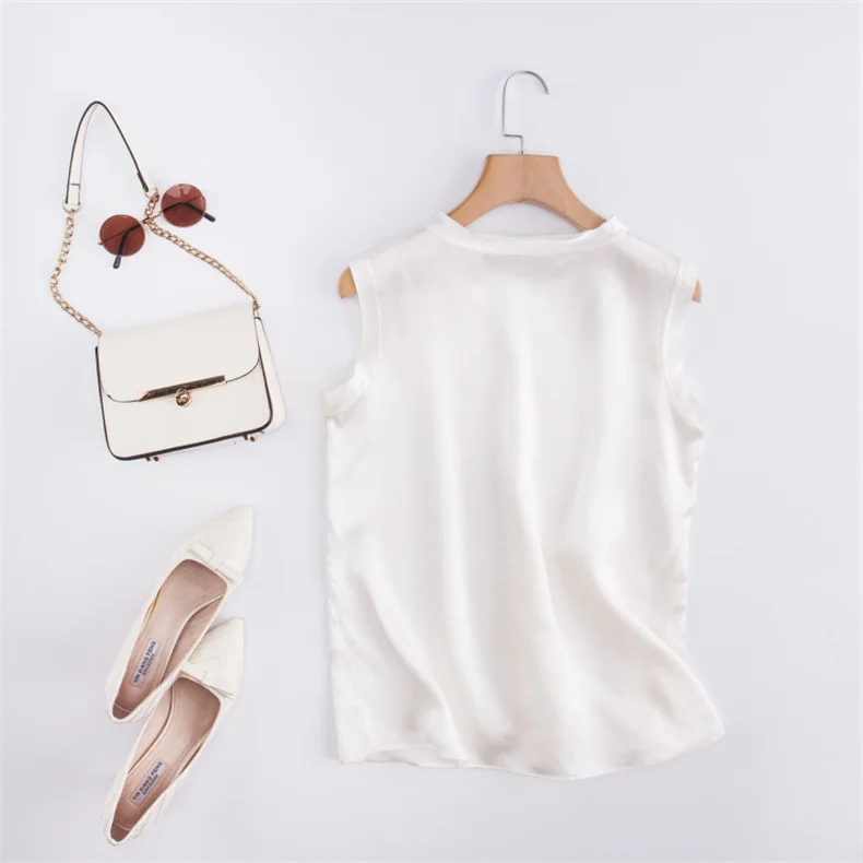 Korean Women's Summer Elegance Shirt Fashion Satin Tank Top Ice Silk Office Lady Blouse Elegant Summer Blusas