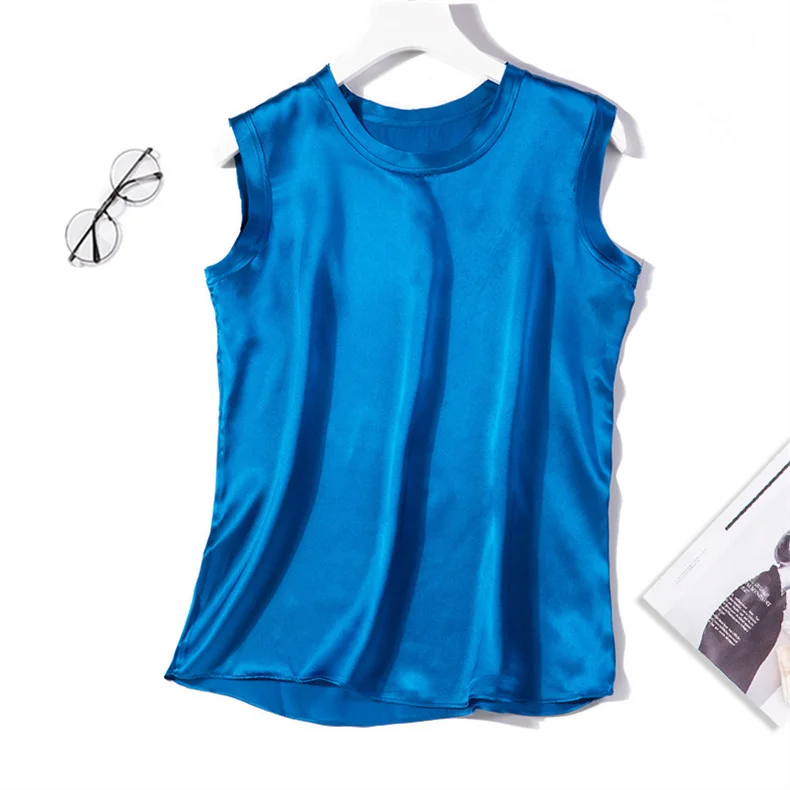 Korean Women's Summer Elegance Shirt Fashion Satin Tank Top Ice Silk Office Lady Blouse Elegant Summer Blusas