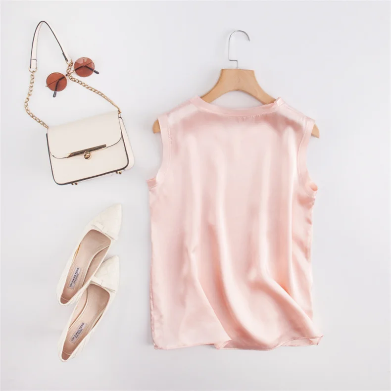 Korean Women's Summer Elegance Shirt Fashion Satin Tank Top Ice Silk Office Lady Blouse Elegant Summer Blusas