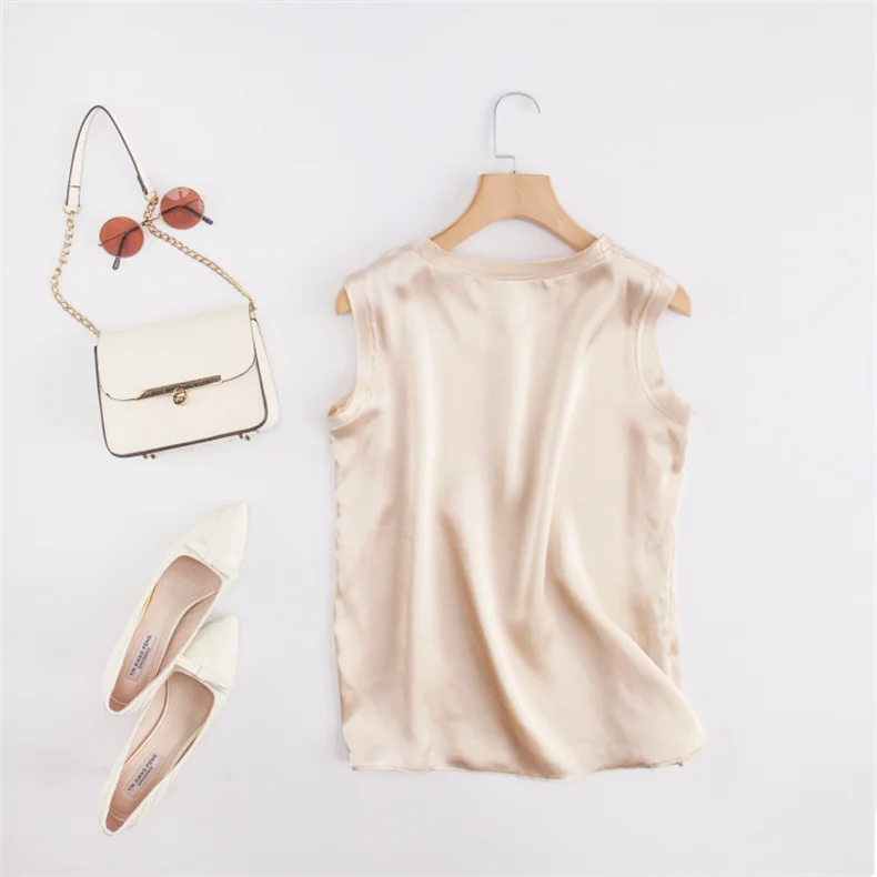 Korean Women's Summer Elegance Shirt Fashion Satin Tank Top Ice Silk Office Lady Blouse Elegant Summer Blusas
