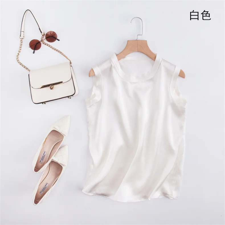 Korean Women's Summer Elegance Shirt Fashion Satin Tank Top Ice Silk Office Lady Blouse Elegant Summer Blusas