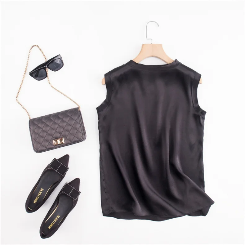 Korean Women's Summer Elegance Shirt Fashion Satin Tank Top Ice Silk Office Lady Blouse Elegant Summer Blusas