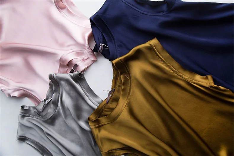 Korean Women's Summer Elegance Shirt Fashion Satin Tank Top Ice Silk Office Lady Blouse Elegant Summer Blusas