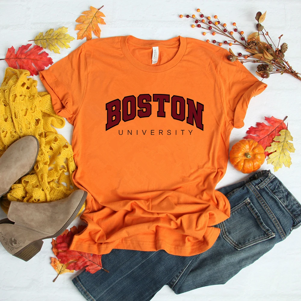 Boston University T Shirt Boston Graphic T Shirts Varsity College University Tshirts Ivy League Shirts Unisex Short Sleeves Tops