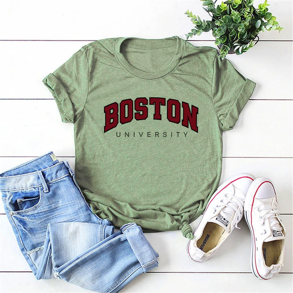 Boston University T Shirt Boston Graphic T Shirts Varsity College University Tshirts Ivy League Shirts Unisex Short Sleeves Tops