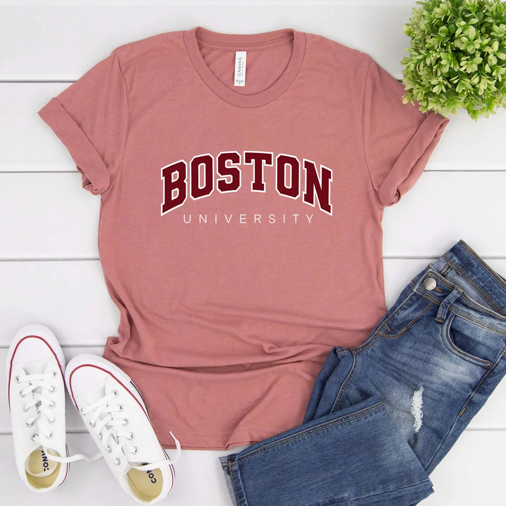 Boston University T Shirt Boston Graphic T Shirts Varsity College University Tshirts Ivy League Shirts Unisex Short Sleeves Tops