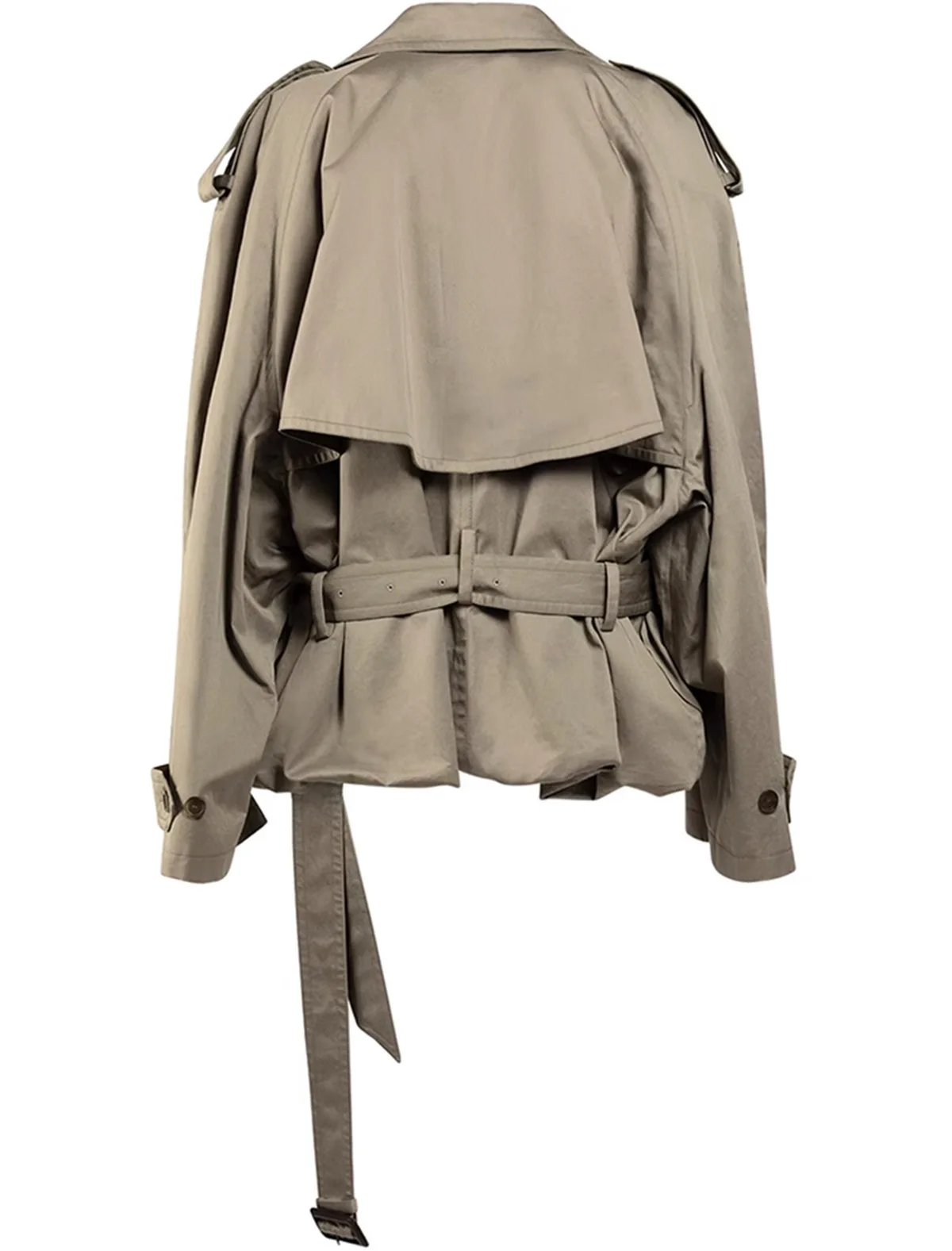 FANAN Fashion Women Cotton Trench Coat Lapel Raglan Sleeve Double Breasted Solid Color Short Windbreaker Autumn 2025 New