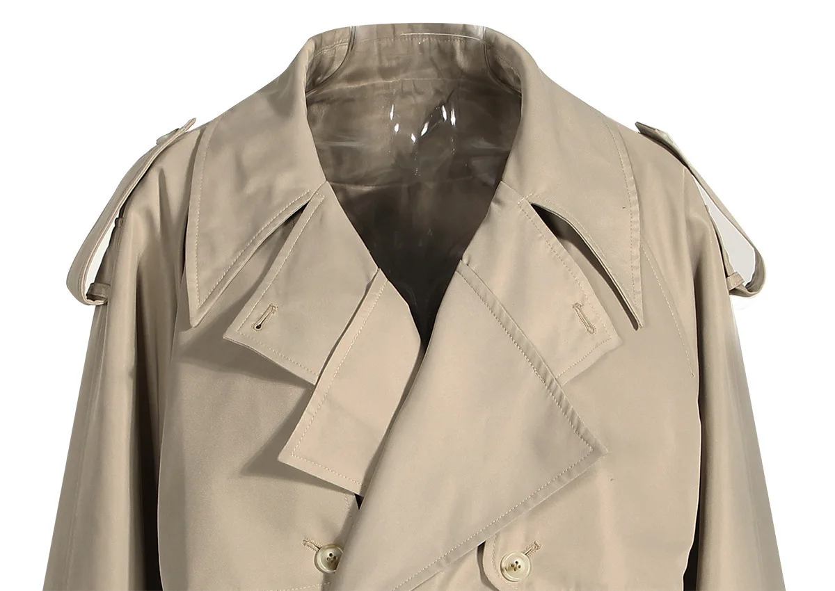 FANAN Fashion Women Cotton Trench Coat Lapel Raglan Sleeve Double Breasted Solid Color Short Windbreaker Autumn 2025 New