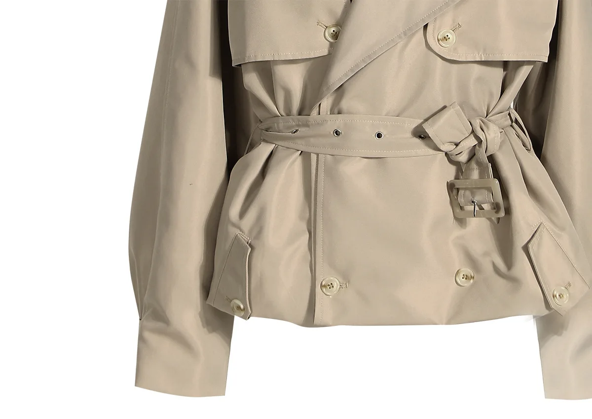 FANAN Fashion Women Cotton Trench Coat Lapel Raglan Sleeve Double Breasted Solid Color Short Windbreaker Autumn 2025 New