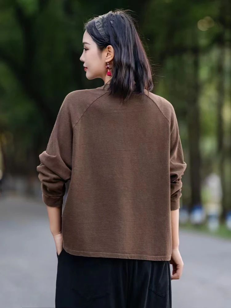 Amax luluE 2025 Japanese Fashion Tops Womens Loose Casual V Neck T-shirts Ladies Classic Vintage Design Harajuku Cotton Clothing
