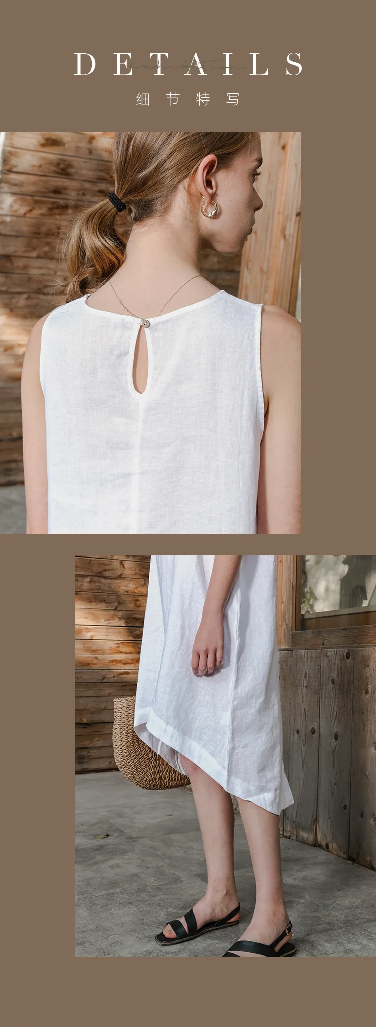 100% Linen Summer Vest Dress Women's 2026 Spring New Asymmetric Hem Chic Sleeveless Linen Dresses Female Vestidos