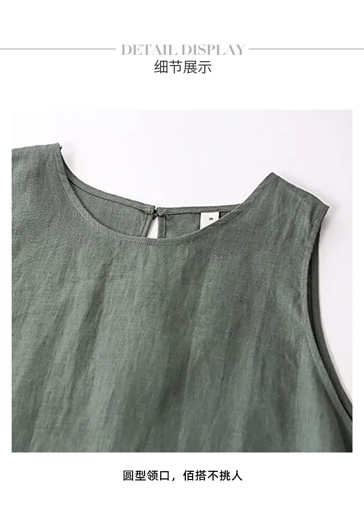 100% Linen Summer Vest Dress Women's 2026 Spring New Asymmetric Hem Chic Sleeveless Linen Dresses Female Vestidos