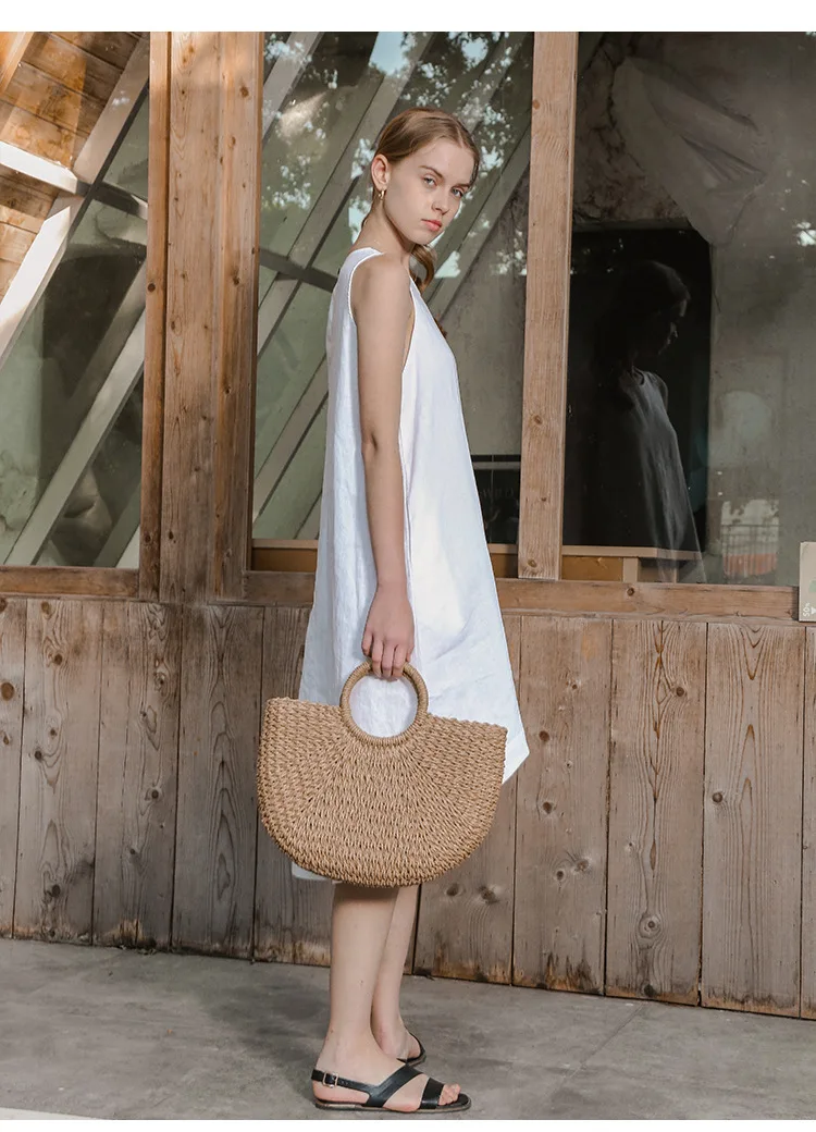 100% Linen Summer Vest Dress Women's 2026 Spring New Asymmetric Hem Chic Sleeveless Linen Dresses Female Vestidos