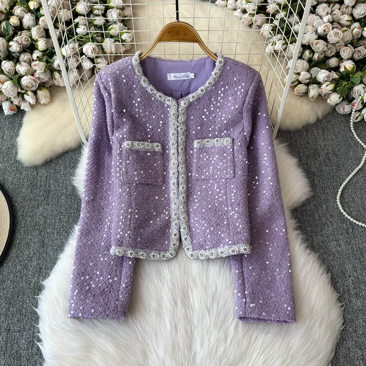 Blazer Suits Mini Skirts Sets Women Plaid Short Two Piece Set Autumn Pink White Slim Tweed Jacket Half Skirt Female Two-piece