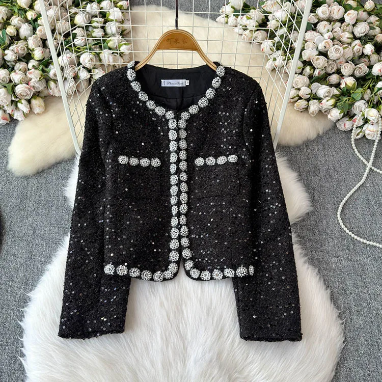 Blazer Suits Mini Skirts Sets Women Plaid Short Two Piece Set Autumn Pink White Slim Tweed Jacket Half Skirt Female Two-piece