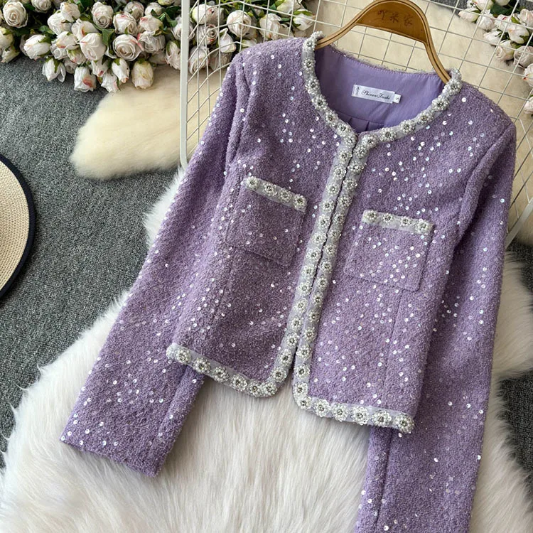 Blazer Suits Mini Skirts Sets Women Plaid Short Two Piece Set Autumn Pink White Slim Tweed Jacket Half Skirt Female Two-piece