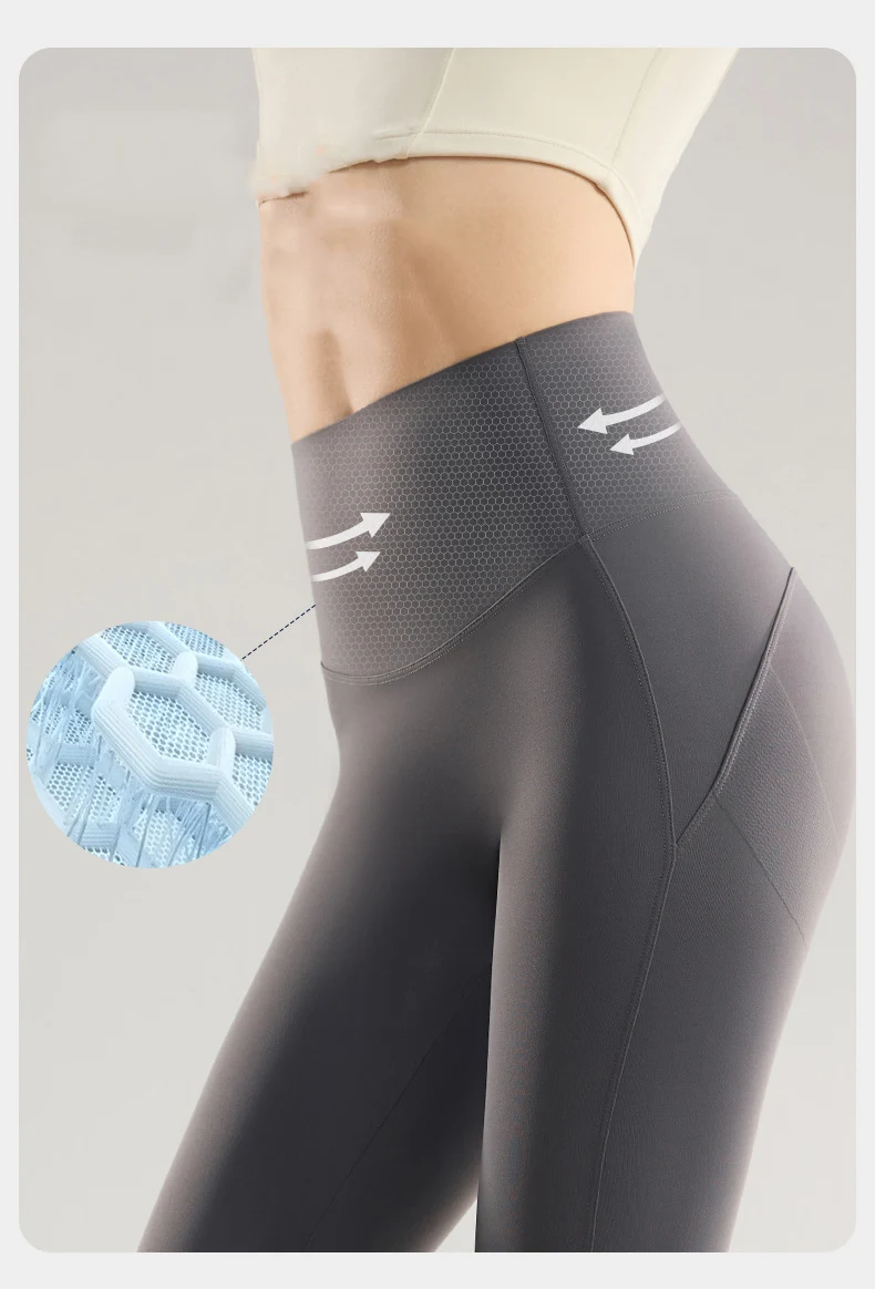 BIVIGAOS Spring Summer High Waist Butt Lifter Sharkskin Leggings Women Micro Pressure Thin Breathable Sport Fitness Leggings