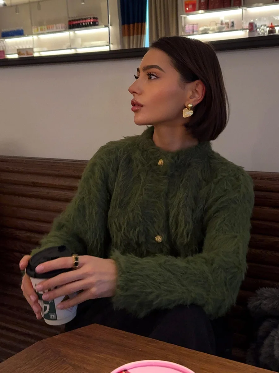 Bornladies New Autumn Winter Soft Knit Cardigan Women's Fashionable Cozy Sweater Fashion Office Ladies Cardigan Jumpers