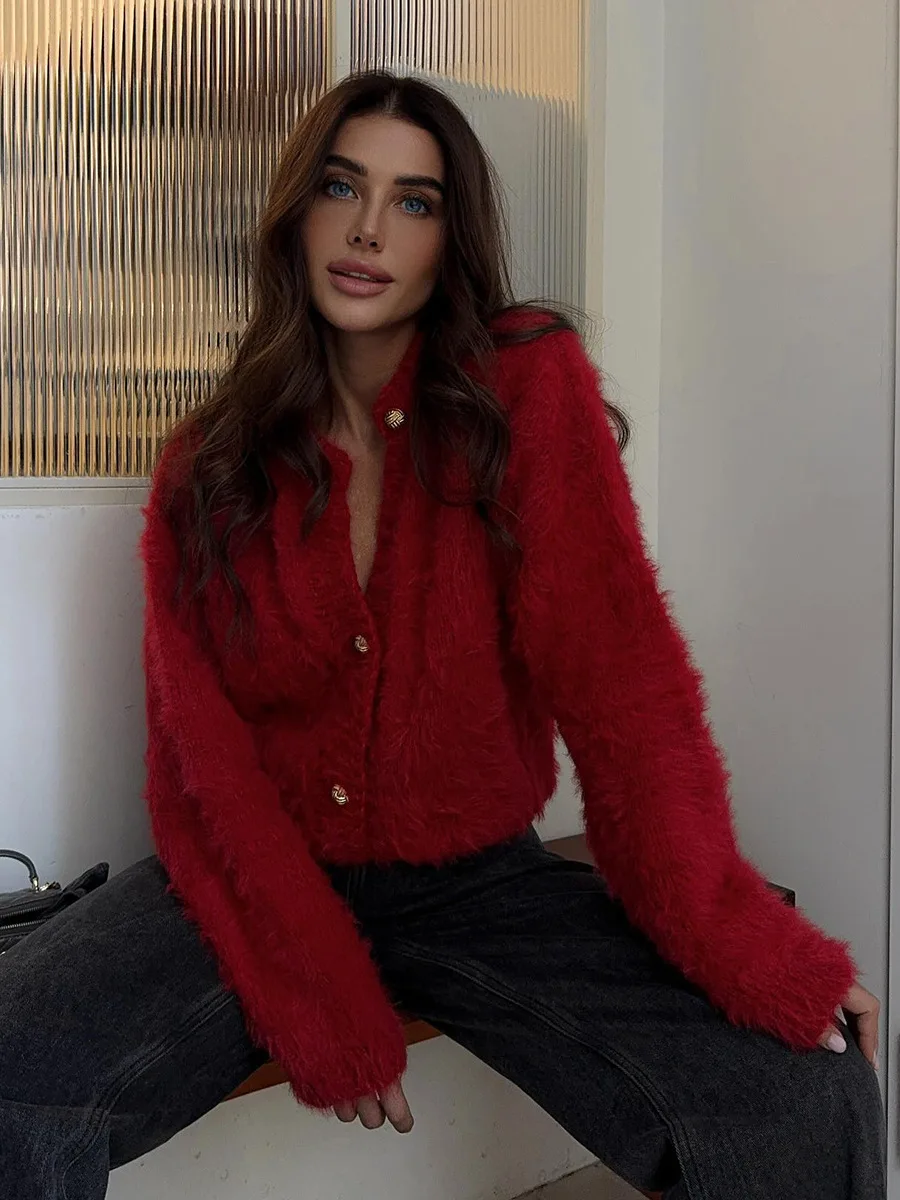 Bornladies New Autumn Winter Soft Knit Cardigan Women's Fashionable Cozy Sweater Fashion Office Ladies Cardigan Jumpers