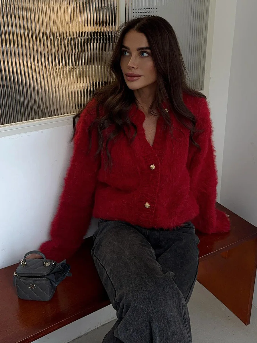 Bornladies New Autumn Winter Soft Knit Cardigan Women's Fashionable Cozy Sweater Fashion Office Ladies Cardigan Jumpers