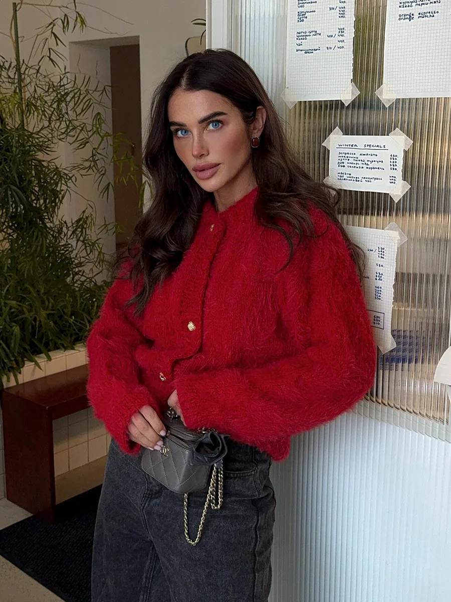 Bornladies New Autumn Winter Soft Knit Cardigan Women's Fashionable Cozy Sweater Fashion Office Ladies Cardigan Jumpers