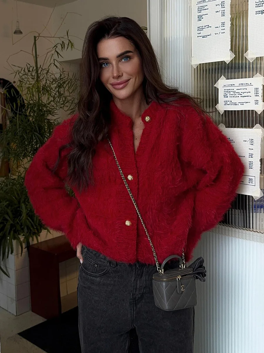 Bornladies New Autumn Winter Soft Knit Cardigan Women's Fashionable Cozy Sweater Fashion Office Ladies Cardigan Jumpers