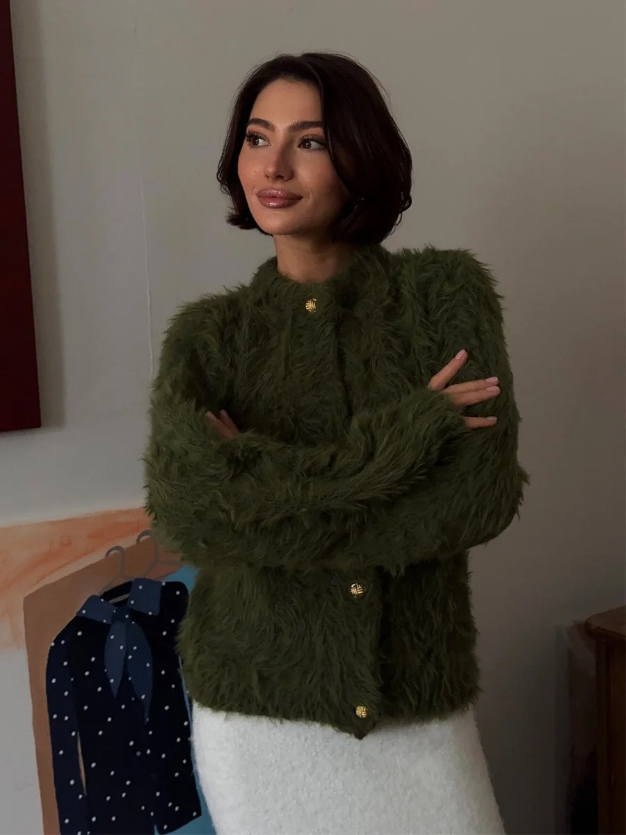 Bornladies New Autumn Winter Soft Knit Cardigan Women's Fashionable Cozy Sweater Fashion Office Ladies Cardigan Jumpers
