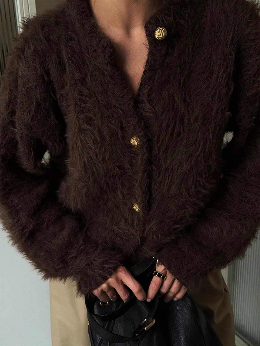 Bornladies New Autumn Winter Soft Knit Cardigan Women's Fashionable Cozy Sweater Fashion Office Ladies Cardigan Jumpers