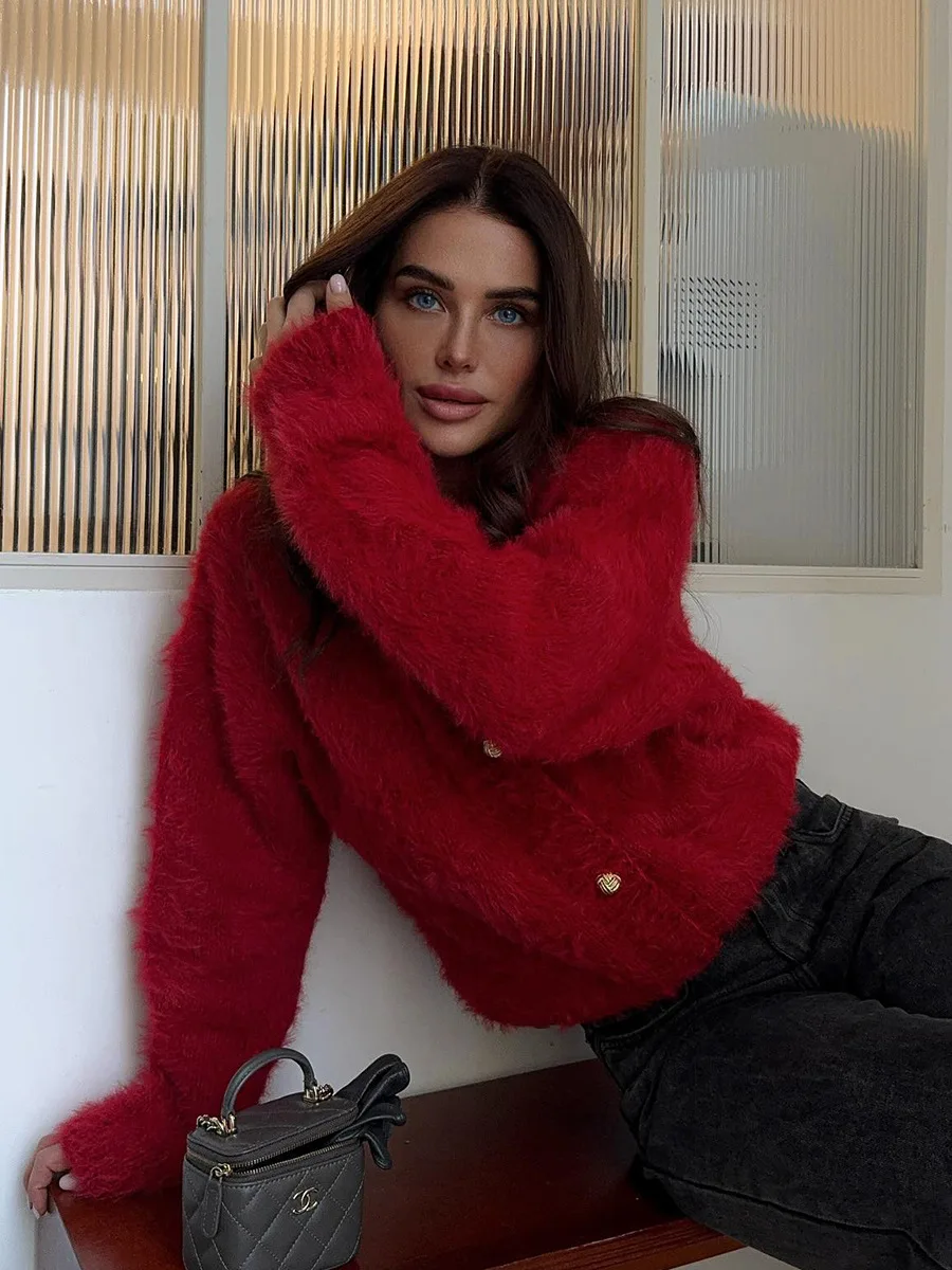 Bornladies New Autumn Winter Soft Knit Cardigan Women's Fashionable Cozy Sweater Fashion Office Ladies Cardigan Jumpers