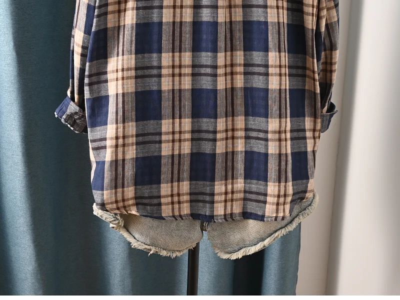 New Spring Cotton Long Sleeve Shirt, Women Lapel Embroidery Plaid Tops, Mori Girl Retro Casual Oversize Blouse, 2025 T4D717CC