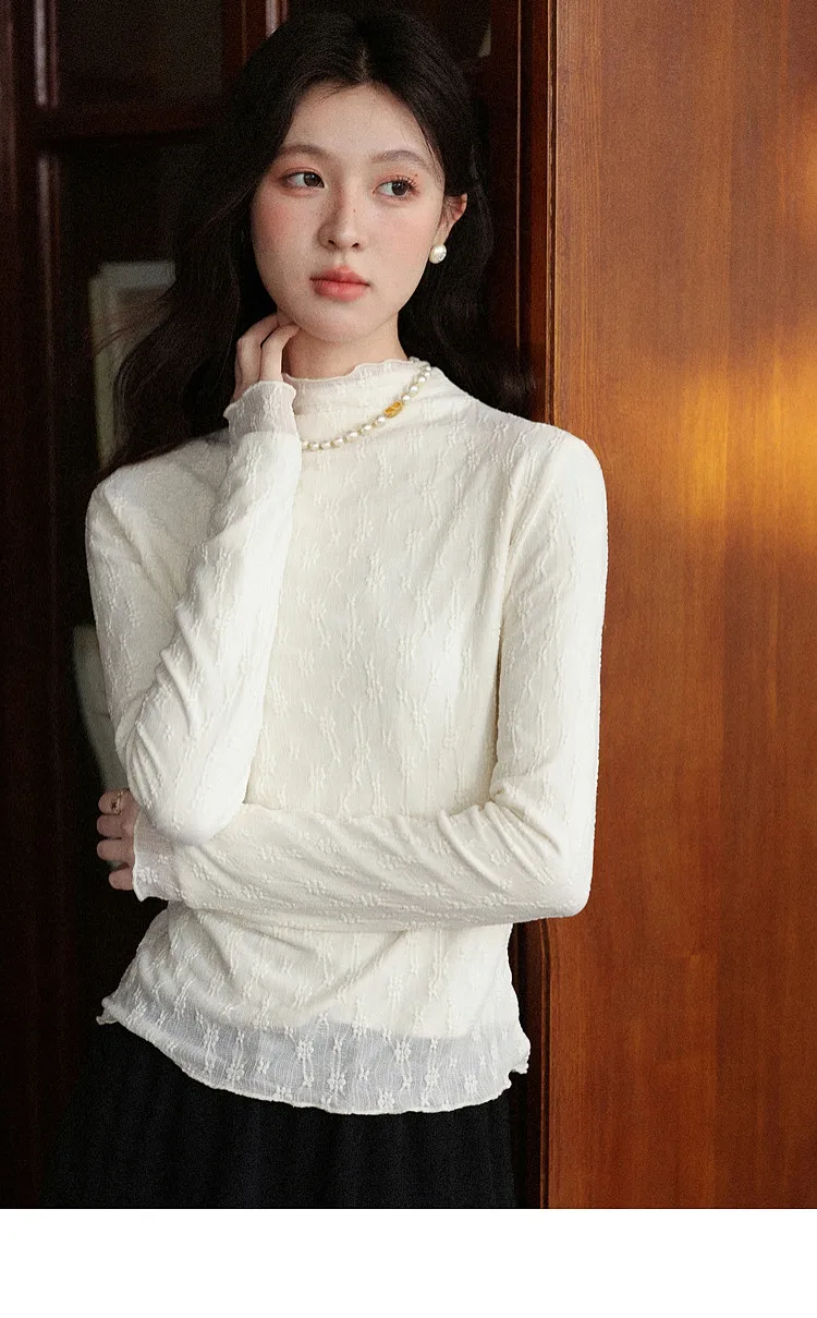 ALXNAN Women's Pullover Elegant Casual Fashion Long Sleeve T-shirt 2026 Spring Simple Basic Style Female Tees L569116 L58908