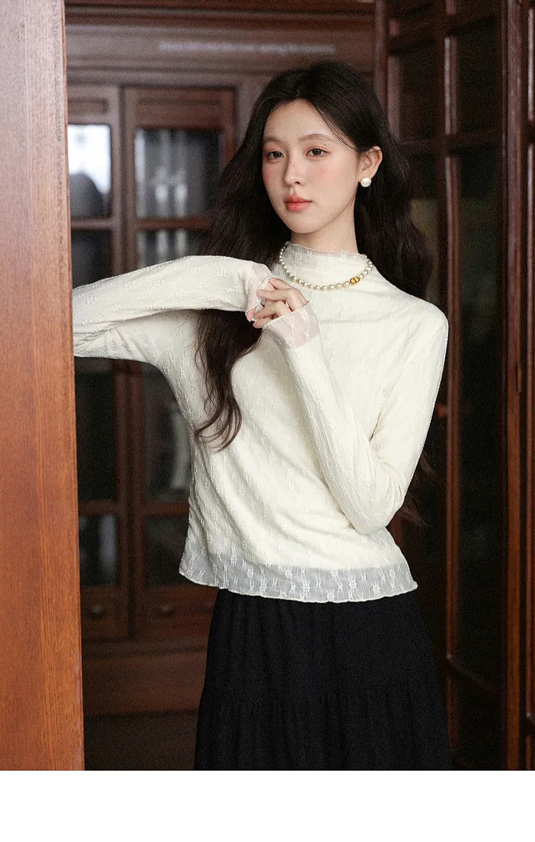 ALXNAN Women's Pullover Elegant Casual Fashion Long Sleeve T-shirt 2026 Spring Simple Basic Style Female Tees L569116 L58908