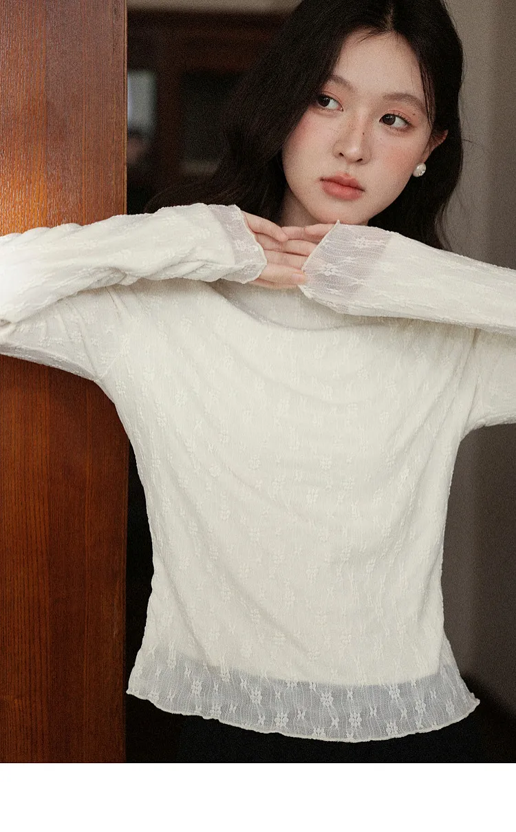 ALXNAN Women's Pullover Elegant Casual Fashion Long Sleeve T-shirt 2026 Spring Simple Basic Style Female Tees L569116 L58908