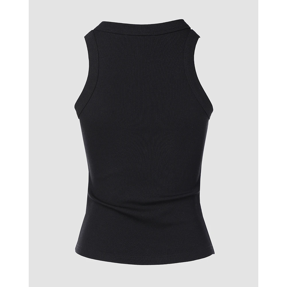 Women's U-Neck Allover Sequin O-neck Sleeveless Tank Tops Slim Fitted Shirt