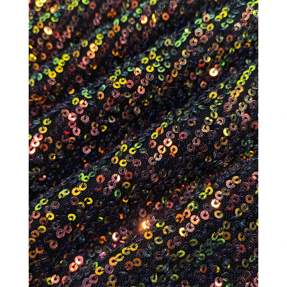 Women's U-Neck Allover Sequin O-neck Sleeveless Tank Tops Slim Fitted Shirt