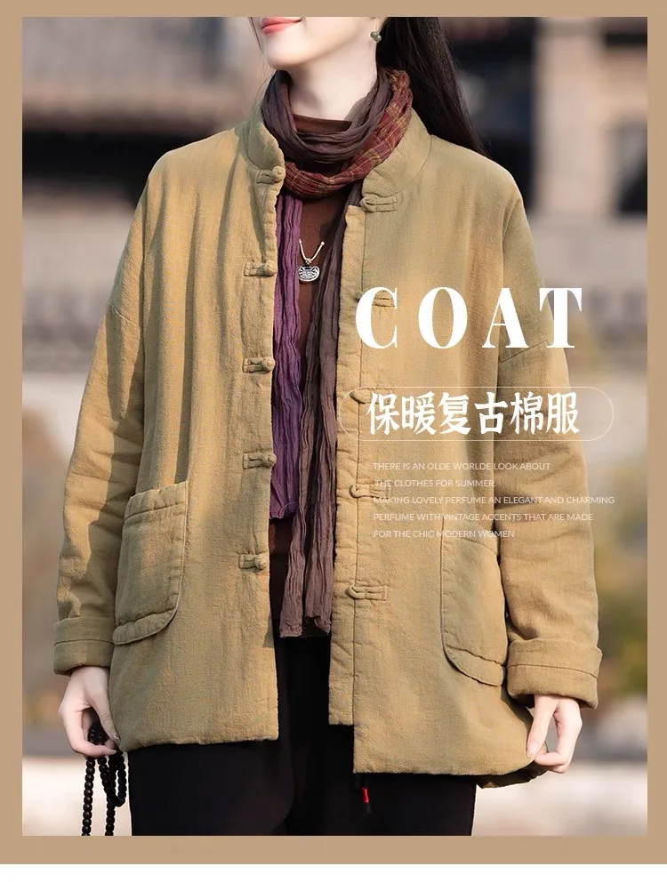 Fashion Jackets Winter Coat Women Cotton Solid Woman Coats Literary Warm Womens Jacket Casual Women's Clothing