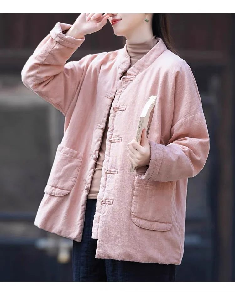 Fashion Jackets Winter Coat Women Cotton Solid Woman Coats Literary Warm Womens Jacket Casual Women's Clothing