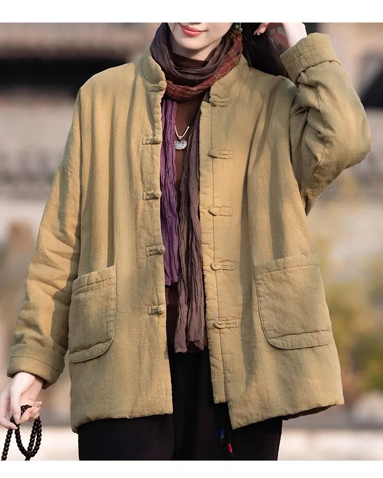 Fashion Jackets Winter Coat Women Cotton Solid Woman Coats Literary Warm Womens Jacket Casual Women's Clothing