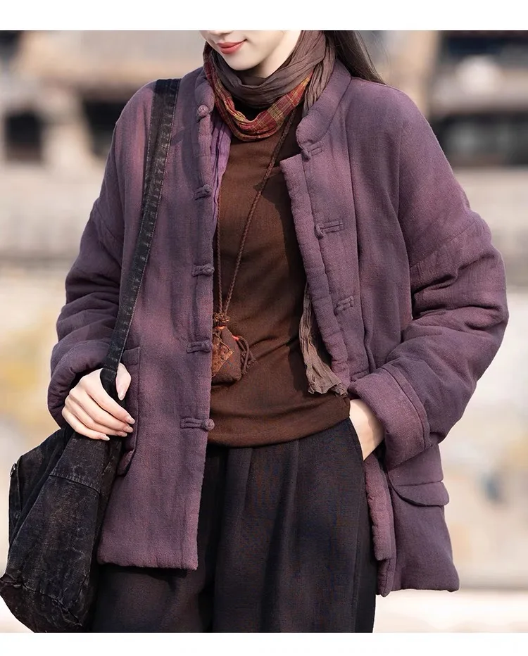 Fashion Jackets Winter Coat Women Cotton Solid Woman Coats Literary Warm Womens Jacket Casual Women's Clothing