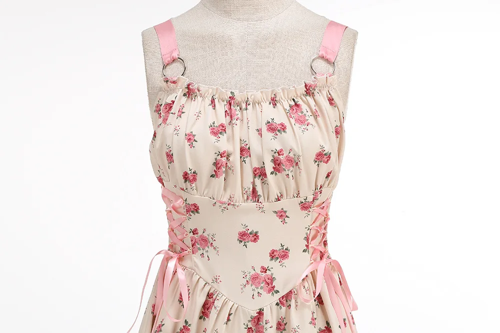Dress Women Female Clothing Fashion Elegant Evening Party Dresses Printed Lace-up O-ring Party Sexy Slimming Suspender Dress