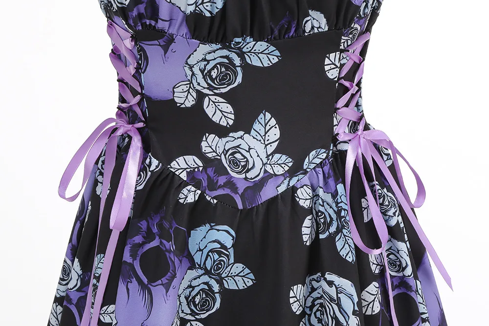 Dress Women Female Clothing Fashion Elegant Evening Party Dresses Printed Lace-up O-ring Party Sexy Slimming Suspender Dress
