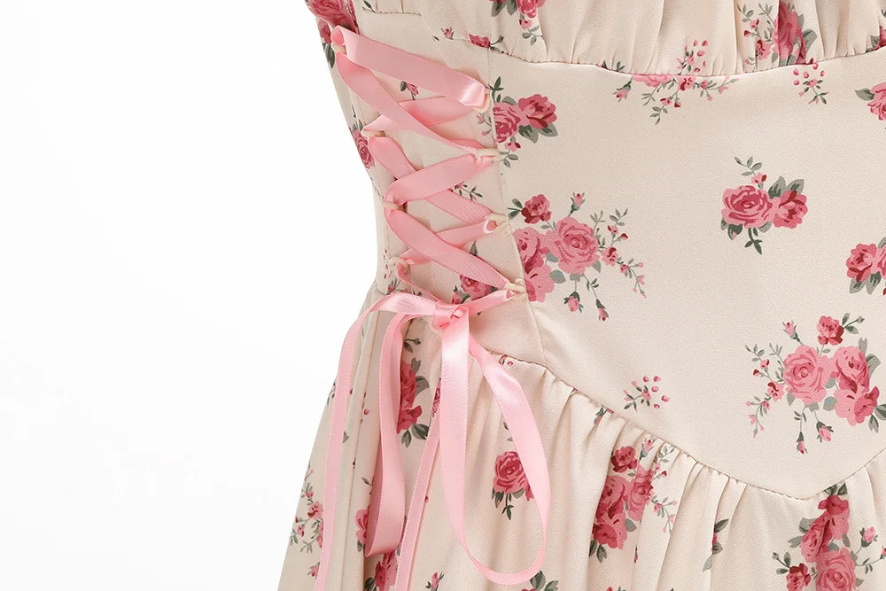 Dress Women Female Clothing Fashion Elegant Evening Party Dresses Printed Lace-up O-ring Party Sexy Slimming Suspender Dress